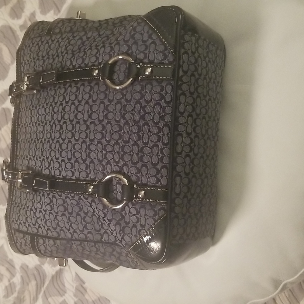Women's Navy Blue and White Tote handbag; Size 12" × 10" with 10" Handles - Picture 4 of 12